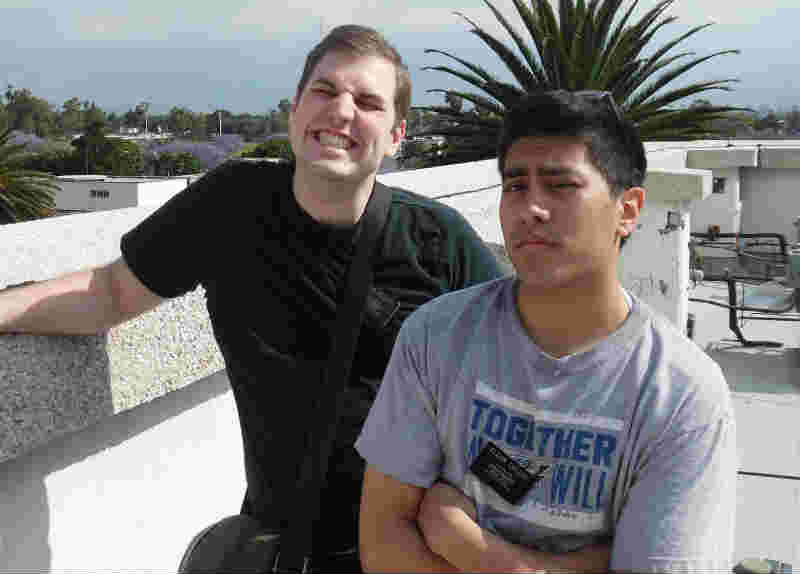 Elder Caldes and companion on CCM roof.